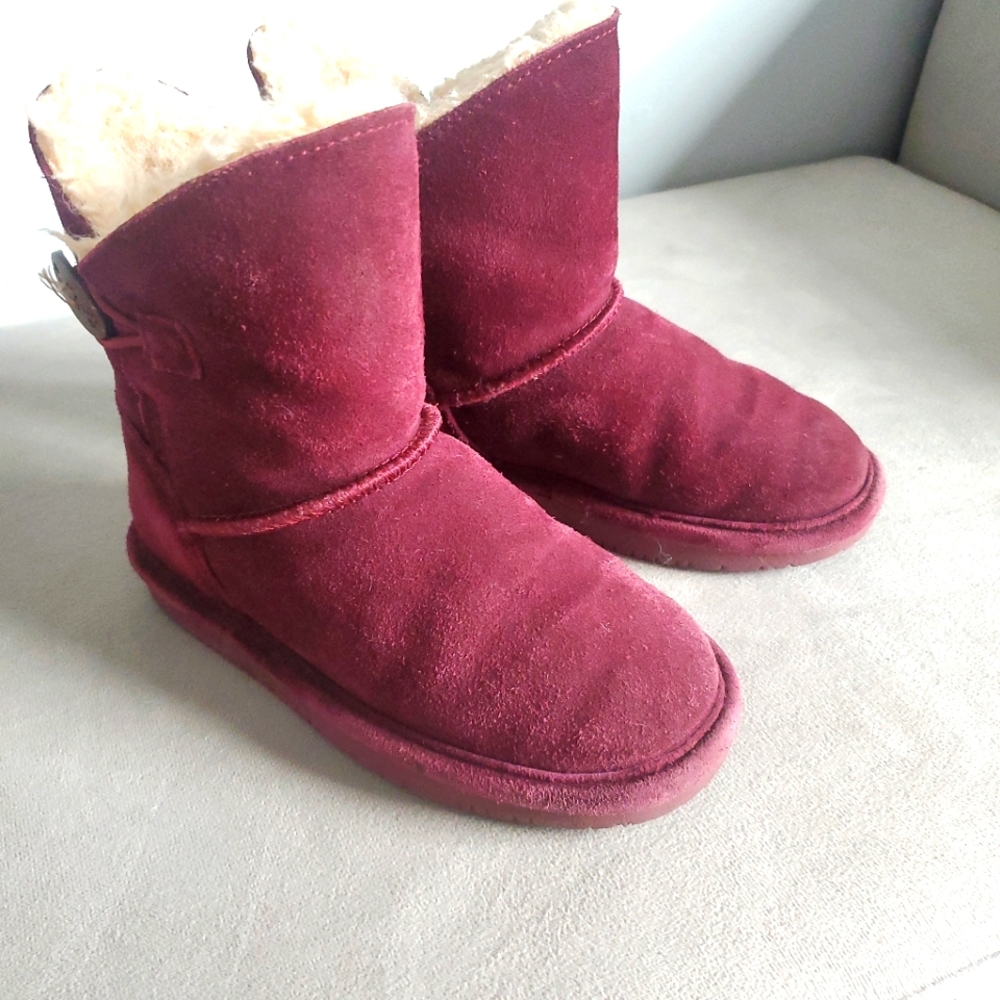 Bearpaw Rosie Toddler Girls Boots Size 12 Suede Faux Fur NeverWet Purple
